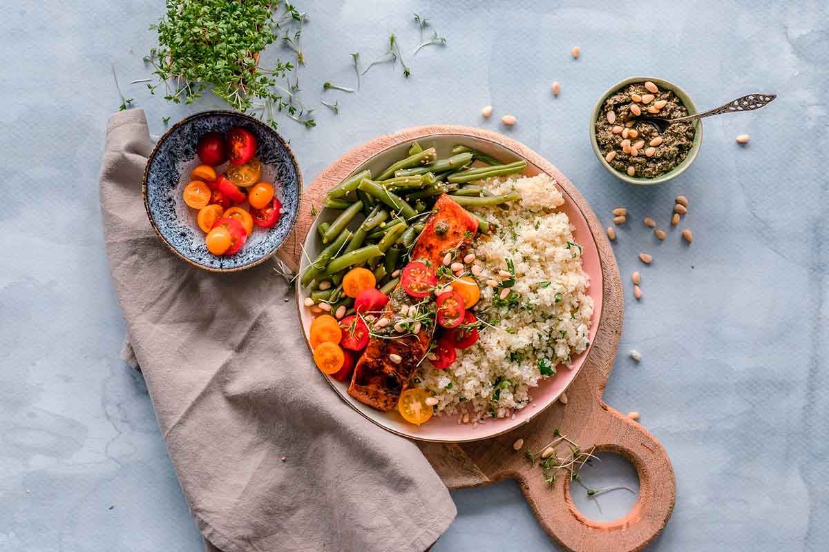 salmon con verduras