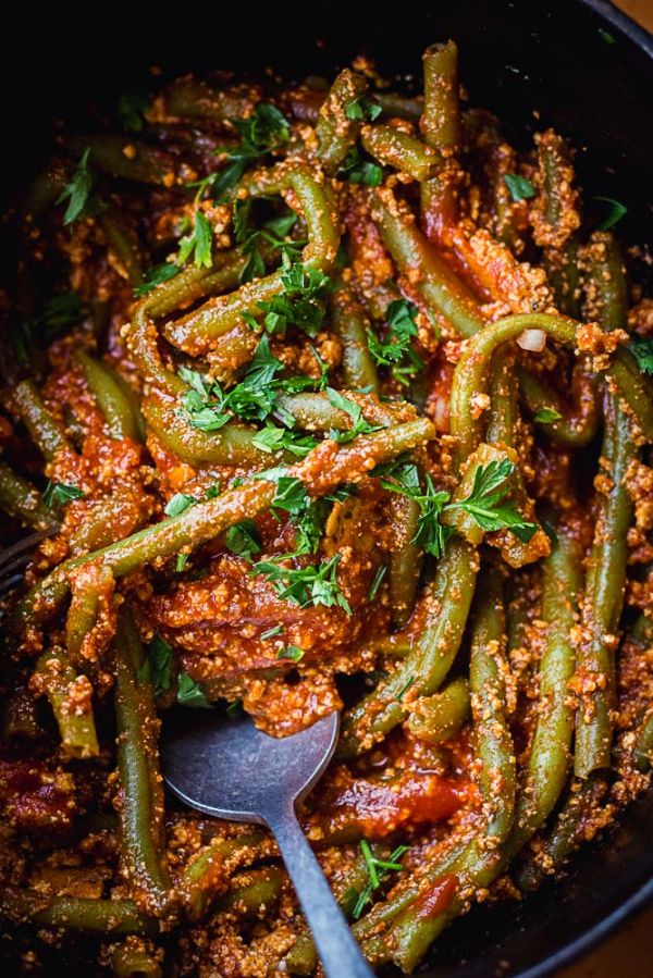 Haricots verts à la sauce tomate