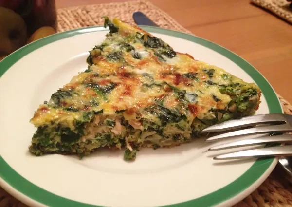 Omelette saumon épinards